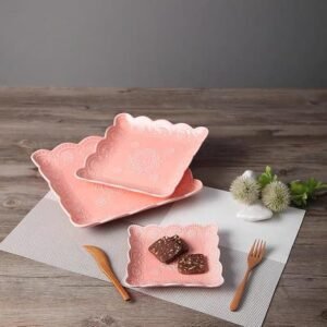 Pink Lace Ceramic Plate, 6 Inch