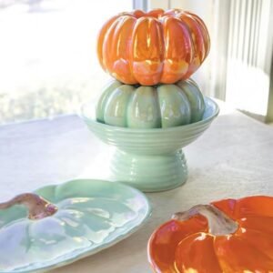 Aqua Pumpkin Ceramic Serving Plate