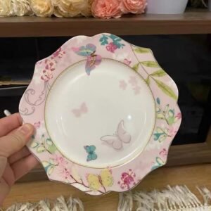 Pink Butterfly Ceramic Salad Plate