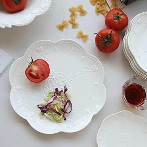 White Round Lace Ceramic Plate, 6 Inch