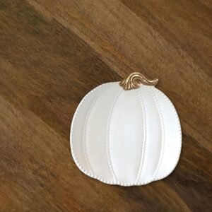 White Gold Pumpkin Ceramic Plate, 8 Inch
