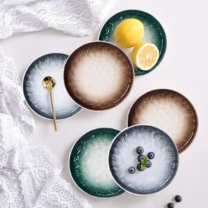 Mixed Color Ceramic Appetizer Plates, Set of 6
