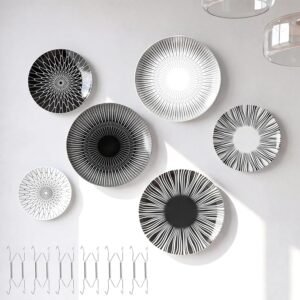 Black White Ceramic Decorative Plates, Set of 6