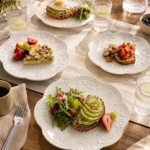 White Floral Butterfly Plates, Set of 4
