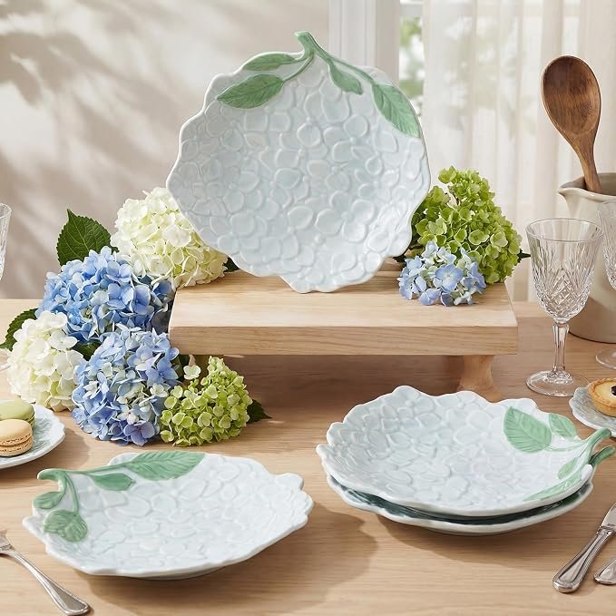 Blue Hydrangea Ceramic Plates, Set of 4 - Image 2