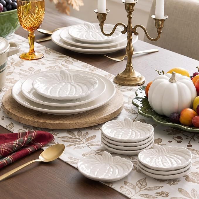 Pumpkin Ceramic Appetizer Plates, Set of 6 - Image 2