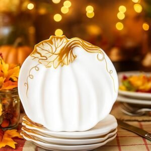Pumpkin Ceramic Dessert Plates, Set of 4