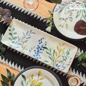 Botanical Ceramic Serving Platters, Set of 2