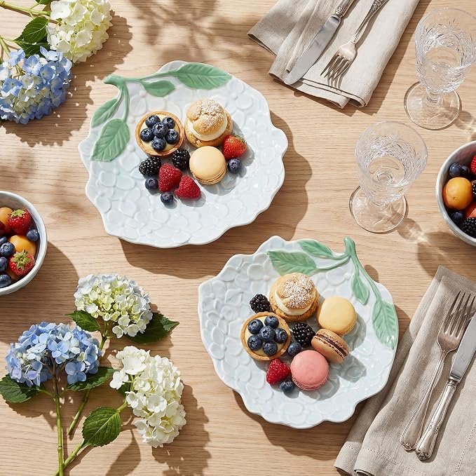 Blue Hydrangea Ceramic Plates, Set of 4