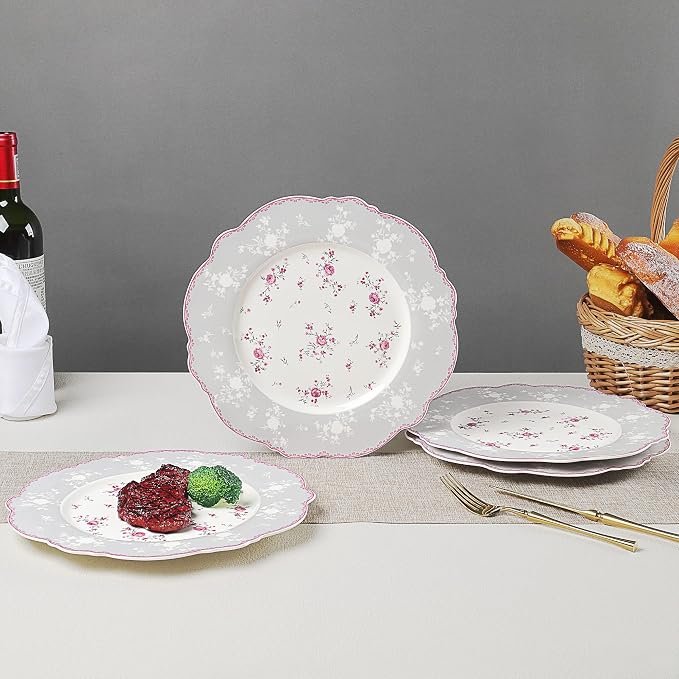 Vintage Pink Rose Ceramic Plates, Set of 4 - Image 2
