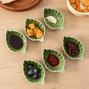 Green Leaf Ceramic Sauce Dishes