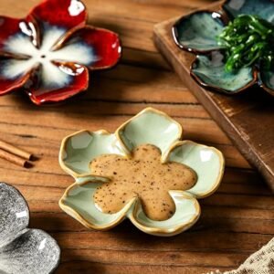 Flower Ceramic Sauce Dishes, Set of 8