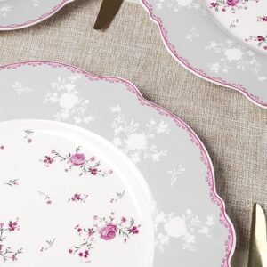 Vintage Pink Rose Ceramic Plates, Set of 4