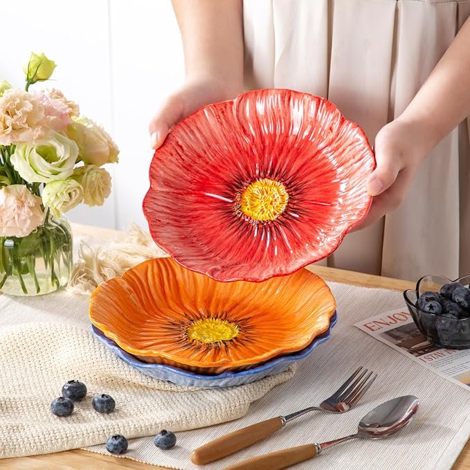 Decorative Ceramic Salad Plates, Set of 3 - Image 2