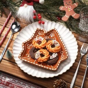 Gingerbread Ceramic Christmas Plates, Set of 3